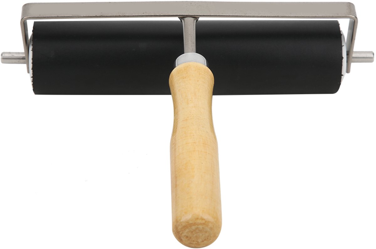 Mmgoqqt 1 Stuk - Rubberen Drukrol - 15CM - Houten Handvat - Kinder Printmaking Tool - Multifunctioneel Kunst & Hobby Gereedschap