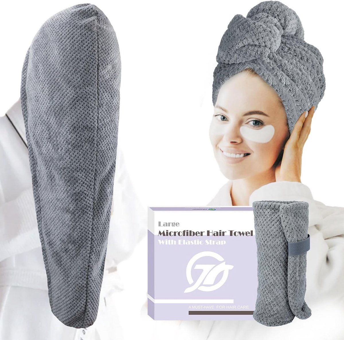 Grote microvezel haarhanddoek voor nat haar - Super absorberend en anti-kroezen