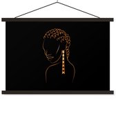 Porte-affiche avec affiche - Affiche scolaire - Femme - Boucles d'oreilles - Dessin au Line - Or - 90x60 cm - Lattes noires