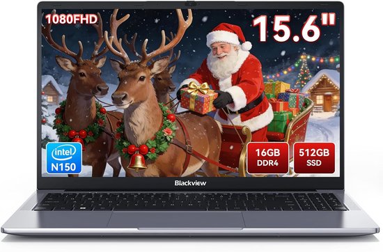 Blackview AceBook 6 Laptop - 15,6 inch Full HD - 16 GB RAM - 512 GB SSD Intel N150 - Windows 11 Notebook - UHD Graphics - Grijs