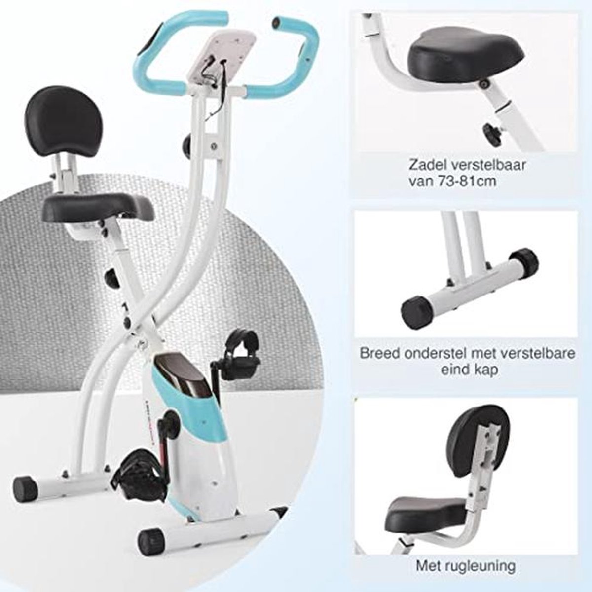 Fietsen Opvouwbare Fitnessfiets met Hartslagmeter en LCD - afbeelding 3