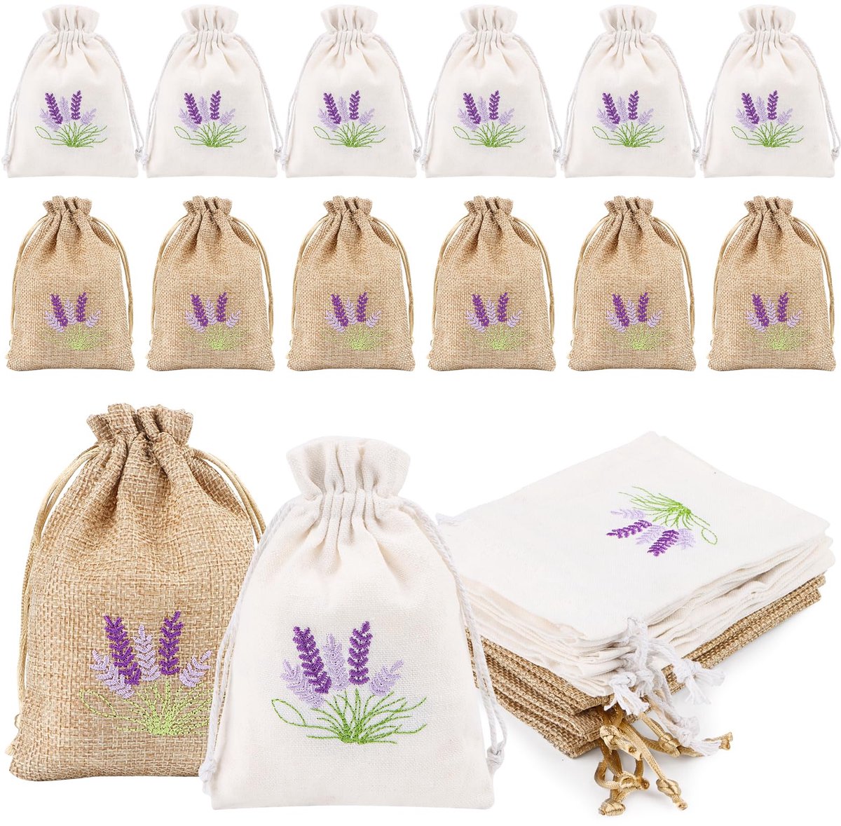 IMPERATORIS® Geurzakjes voor Kledingkast - Ladeverfrisser - Aromatherapie - Voor Kleding en Auto - Lege lavendelzakjes - set van 12 lege geurbuidels - wit , beige