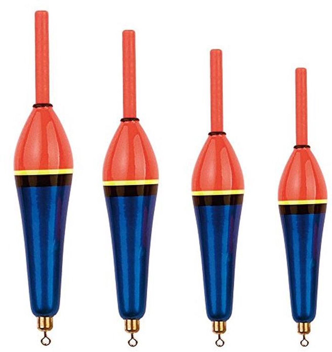 Set van 4 multi-kleurige forel dobbers voor een succesvolle viservaring