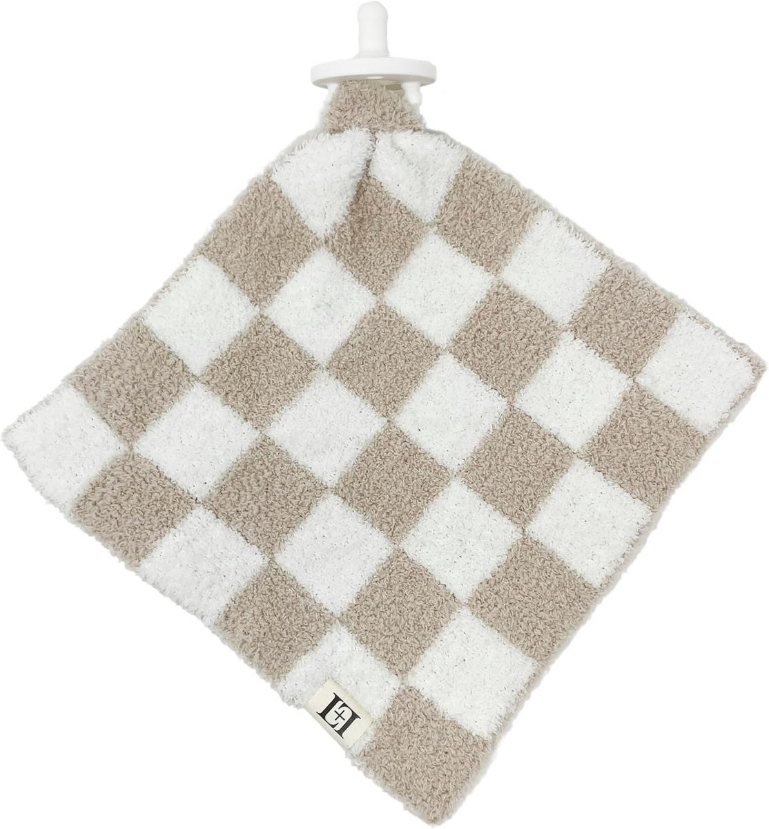 Knuffelzachte Geruite Baby Lovey - Fopspeenhouder en Veiligheidsdeken 25x25 cm