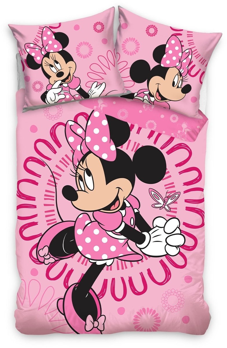 Roze Minnie Mouse Dekbedovertrek- 140 x 200 cm - Katoen -60 x 70 cm