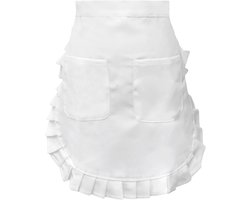 Elegante Tailleschort met Ruches en Twee Zakken voor Keuken en Cosplay