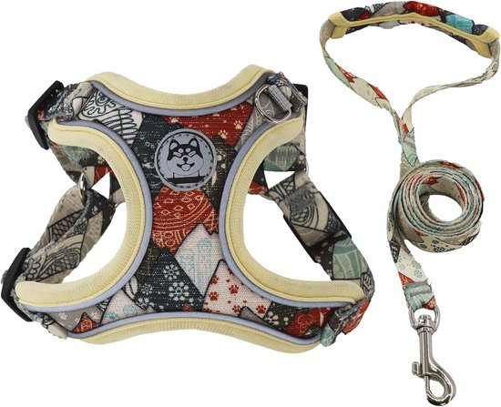 OneTigris hondentuigje voor kleine honden met riem (150 cm), MINI Trooper puppyharnas met stuurgreep en 2 trekposities voor kleine honden, roze XS