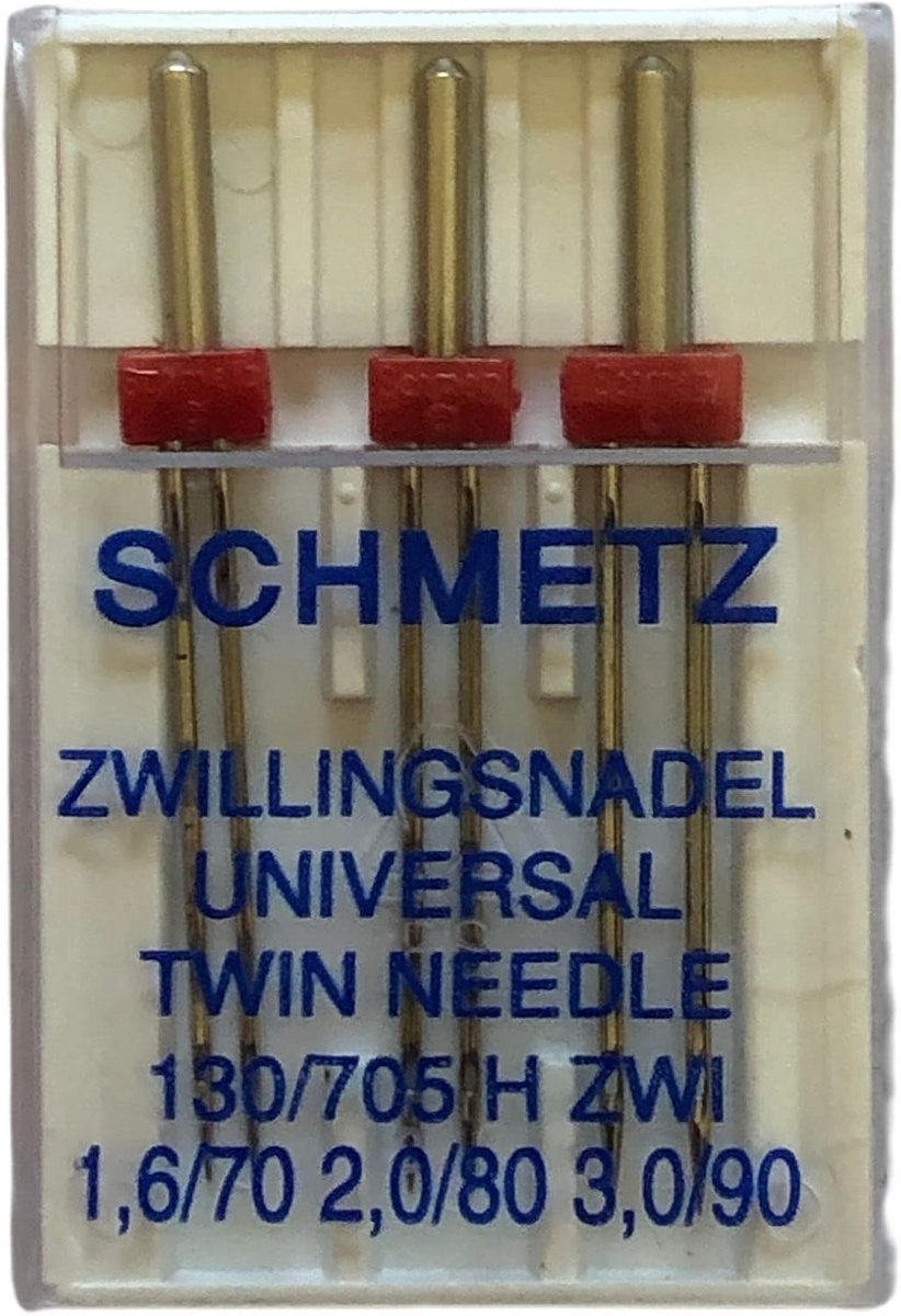 Universele Twin Naaimachine Naalden - Assortiment 75(11)-90(14) voor Parallel Stikken - Ideaal voor Huishoudelijke Naaimachines (3 Stuks)