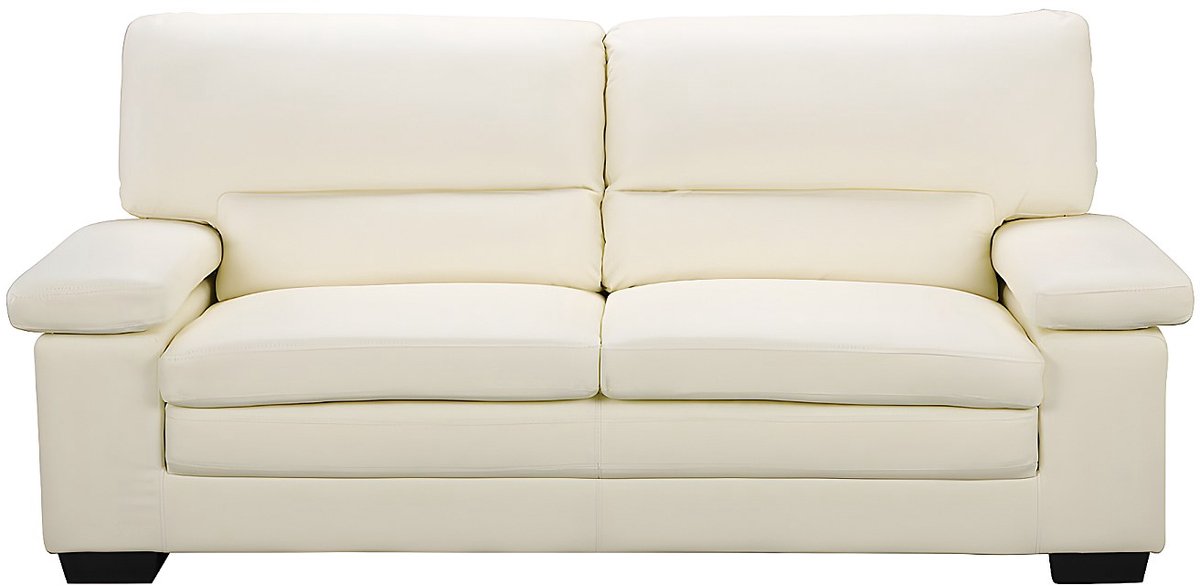 Vente-unique 3-zitsbank van ivoorkleurig buffelleer MIMAS II