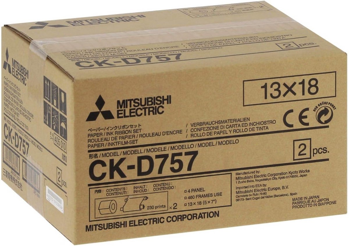 Fotopapier 13x18cm voor Mitsubishi Fotoprinter - 2x 230 Vellen