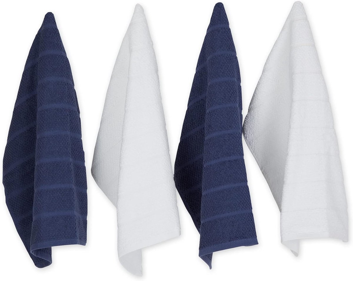 Set van 4 Luxe Vaatdoeken - Franse Blauwe Katoenen Theedoeken