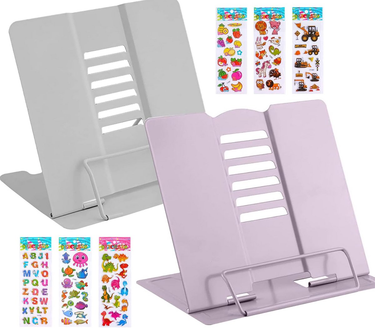 2x Verstelbare Metalen Boekenstandaard - Leesstandaard voor School, Kookboeken & Tablet