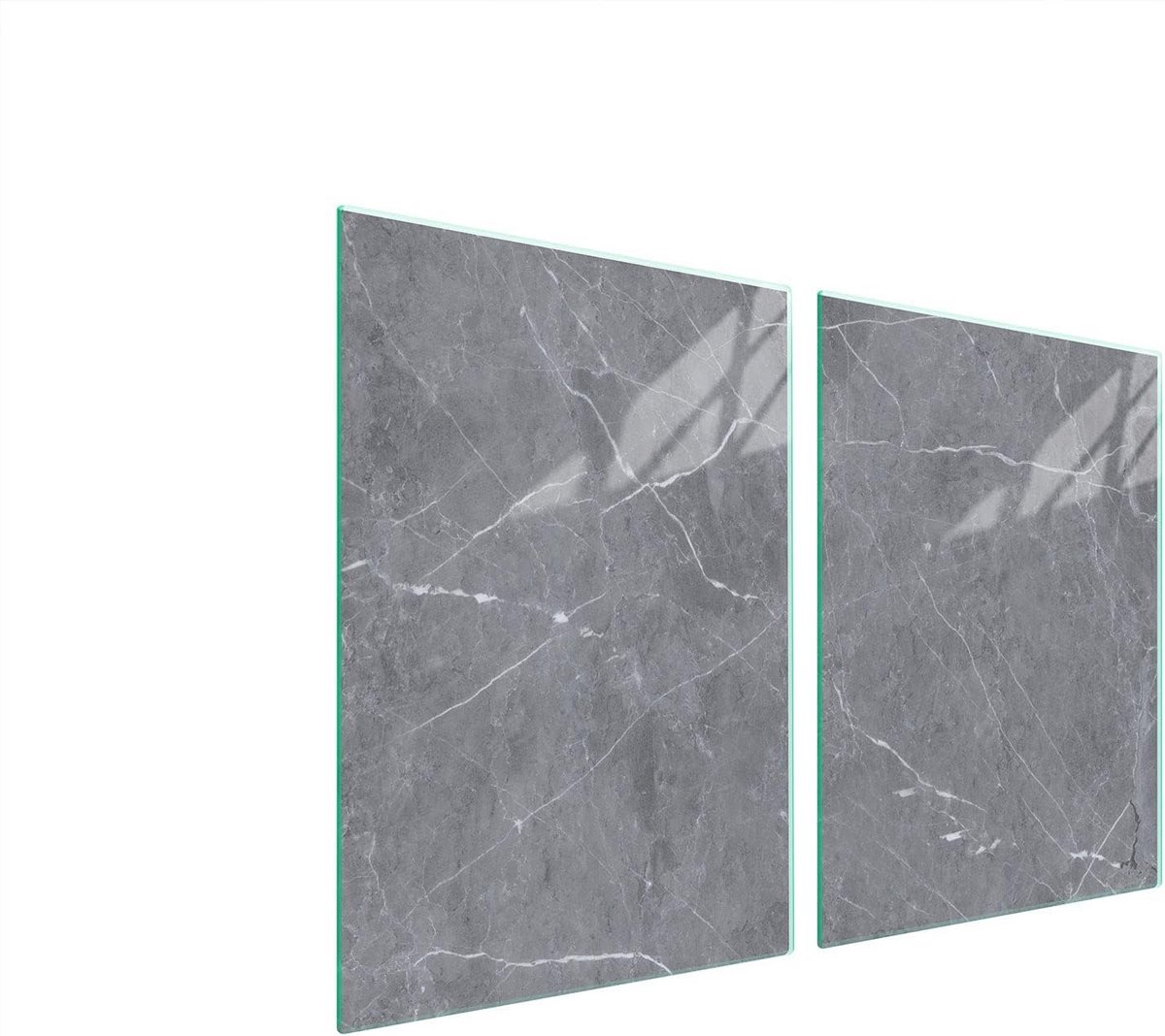 Set van 2 Universele Kookplaatafdekking Hittebestendig Glas - Marmer Decoratie en Snijplank