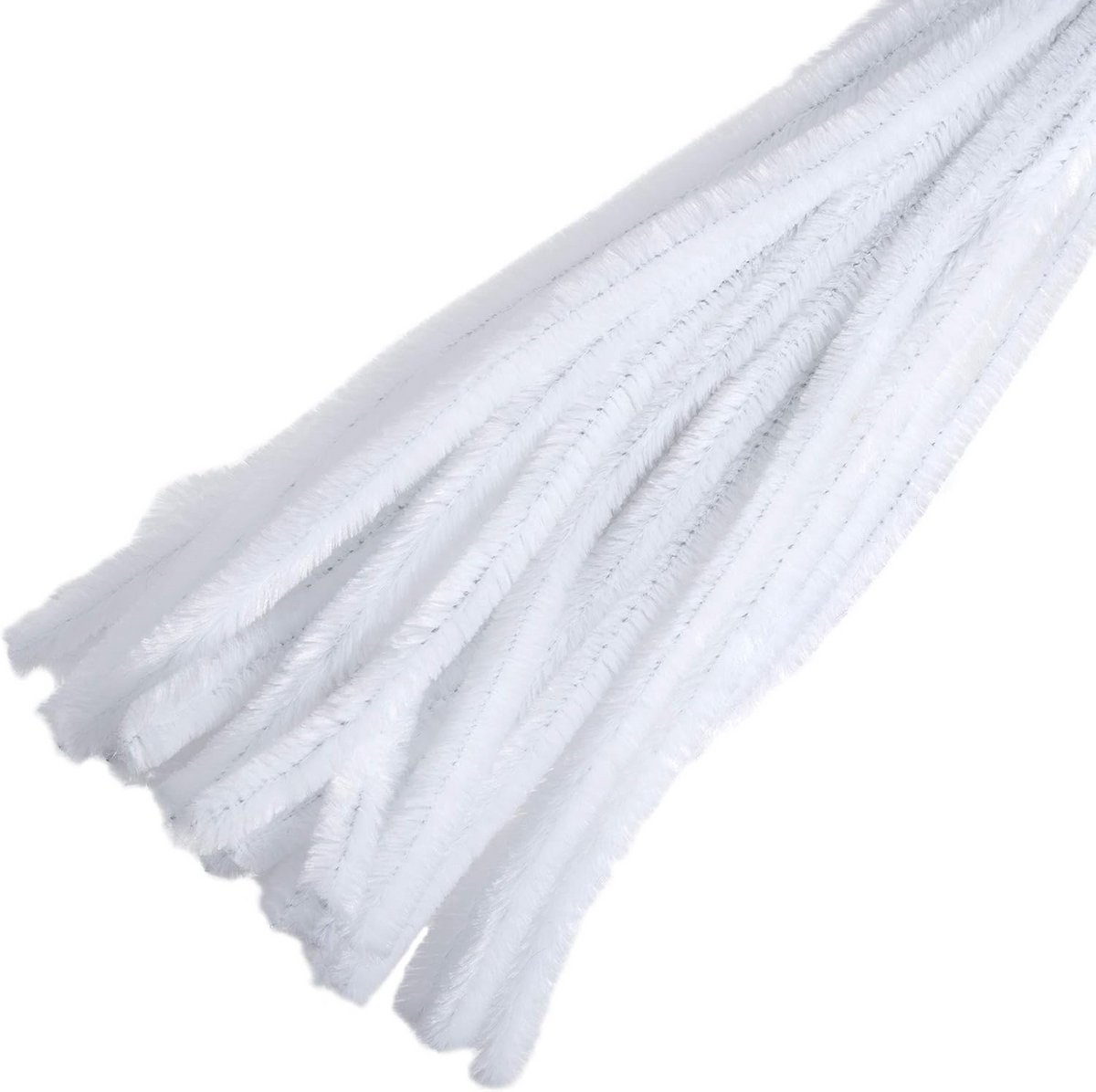 Chenille Stam Pijp Reinigers - Synthetische Craft Pijpreinigers 30cm x 12mm - Wit