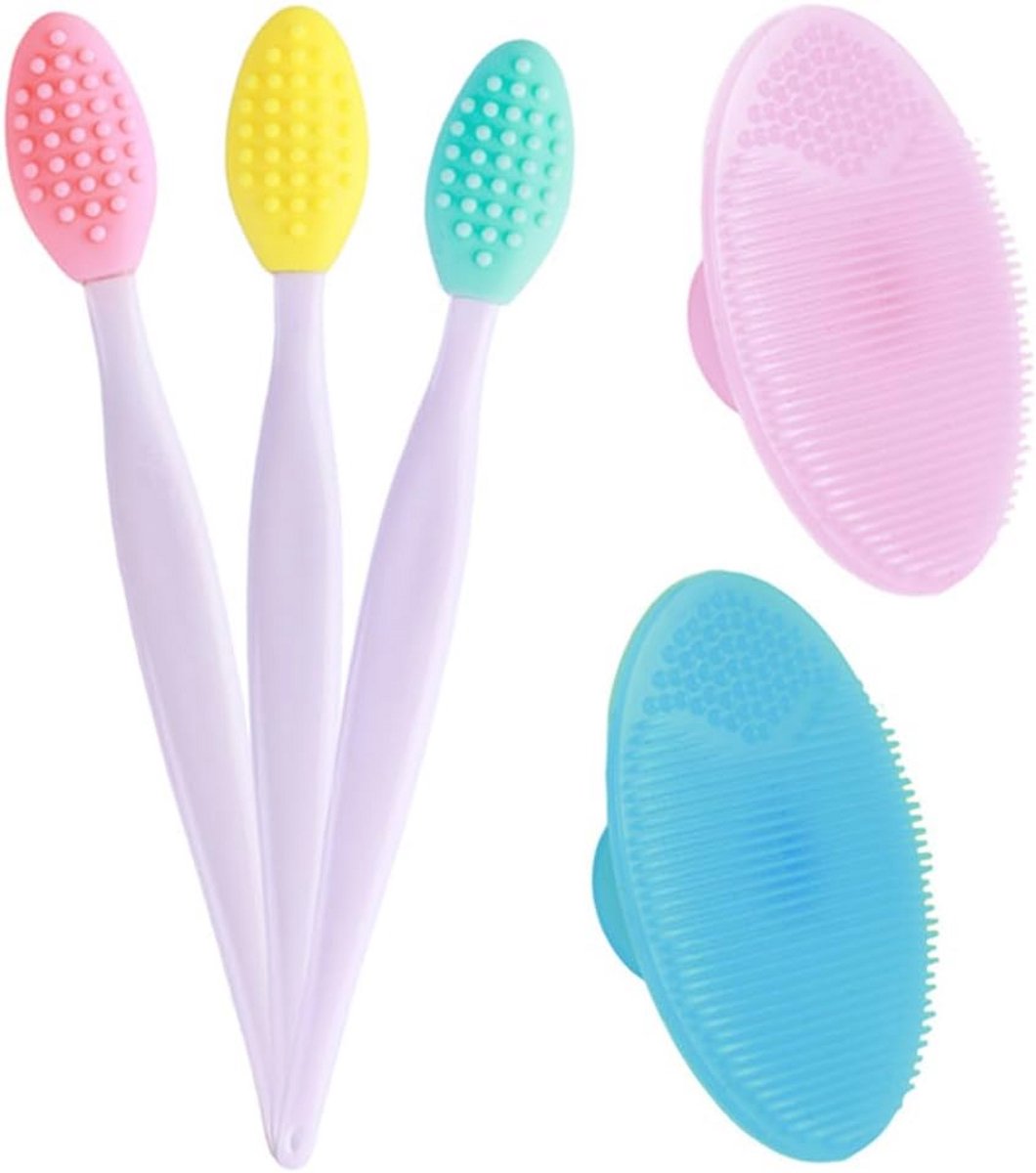 Lip Scrub Borstels en Gezichtsscrubber Set - Zachte Exfoliatie en Mee-eters Verwijderen
