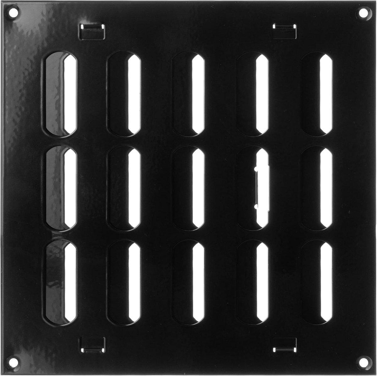 Zwart Rechthoekig Ventilatiescherm Metaal Afsluitbaar 200x200mm