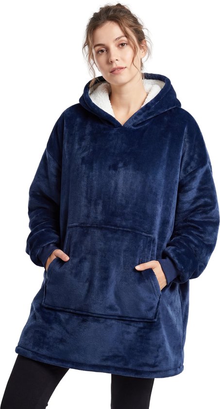 JAXY Hoodie Deken - Oodie - Suggie - Snuggle Hoodie - Fleece Deken Met Mouwen - Hoodie Blanket - Blauw