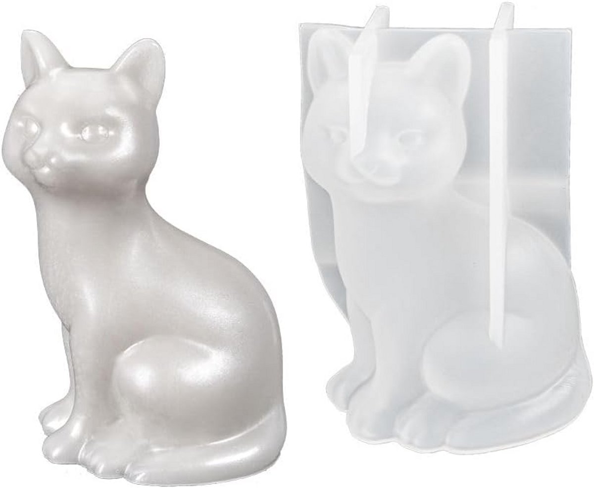 Siliconen Gietvorm Kattenfiguur DIY voor Hars, Gips, Beton en Zeep