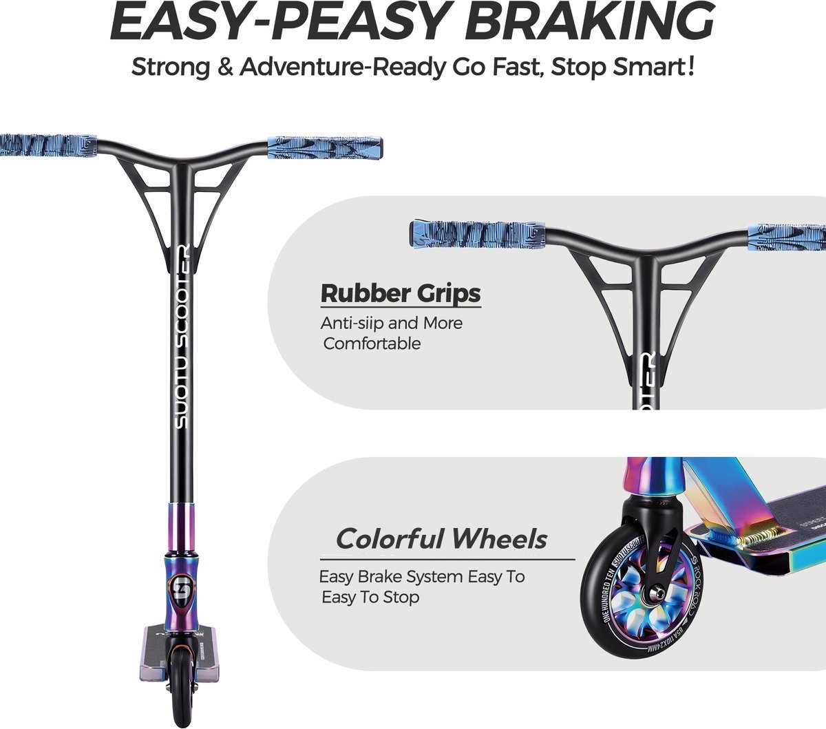 SUOTU Stuntstep, 360° Besturing, Stunt Scooter met Chroom ABEC-7 Lager, 100mm PU Wielen, Trick Scooter voor Kinderen, Tieners en Volwassenen, Laadvermogen: 100 kg, Aluminium (Zwart– Groen SUOTU Stuntstep, 360° Besturing, Stunt Scooter met Chroom ABEC-7 Lager, 100mm PU Wielen, Trick Scooter voor Kinderen, Tieners en Volwassenen, Laadvermogen: 100 kg, Aluminium (Zwart– Groen