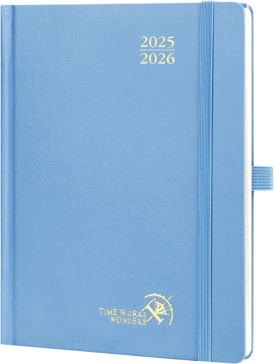 Agenda 2025 2026 Weekplanner Verticaal 17 Maanden Schoolplanner Hard Cover Met Tijdvakken Fog Blue