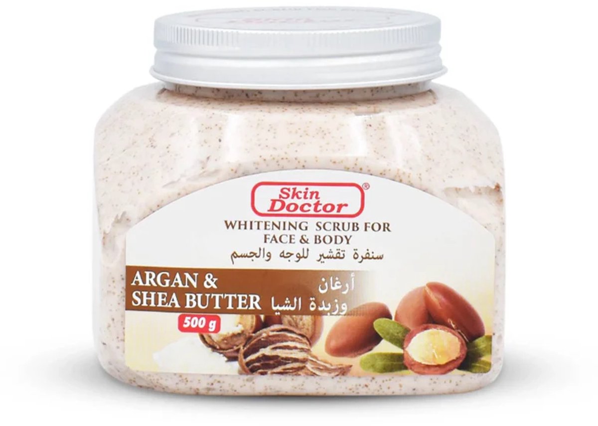 Skin Doctor Whitening Scrub voor Gezicht & Lichaam met Argan & Shea Butter 500g
