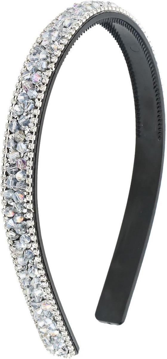 Glanzende Strass Hoofdband Zilver Grijs met Kam - Sprankelend Haaraccessoire Dames