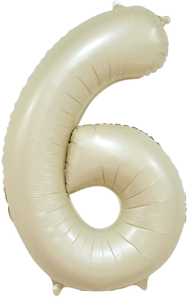 Folieballon 34″ cijfer 6 – Crème