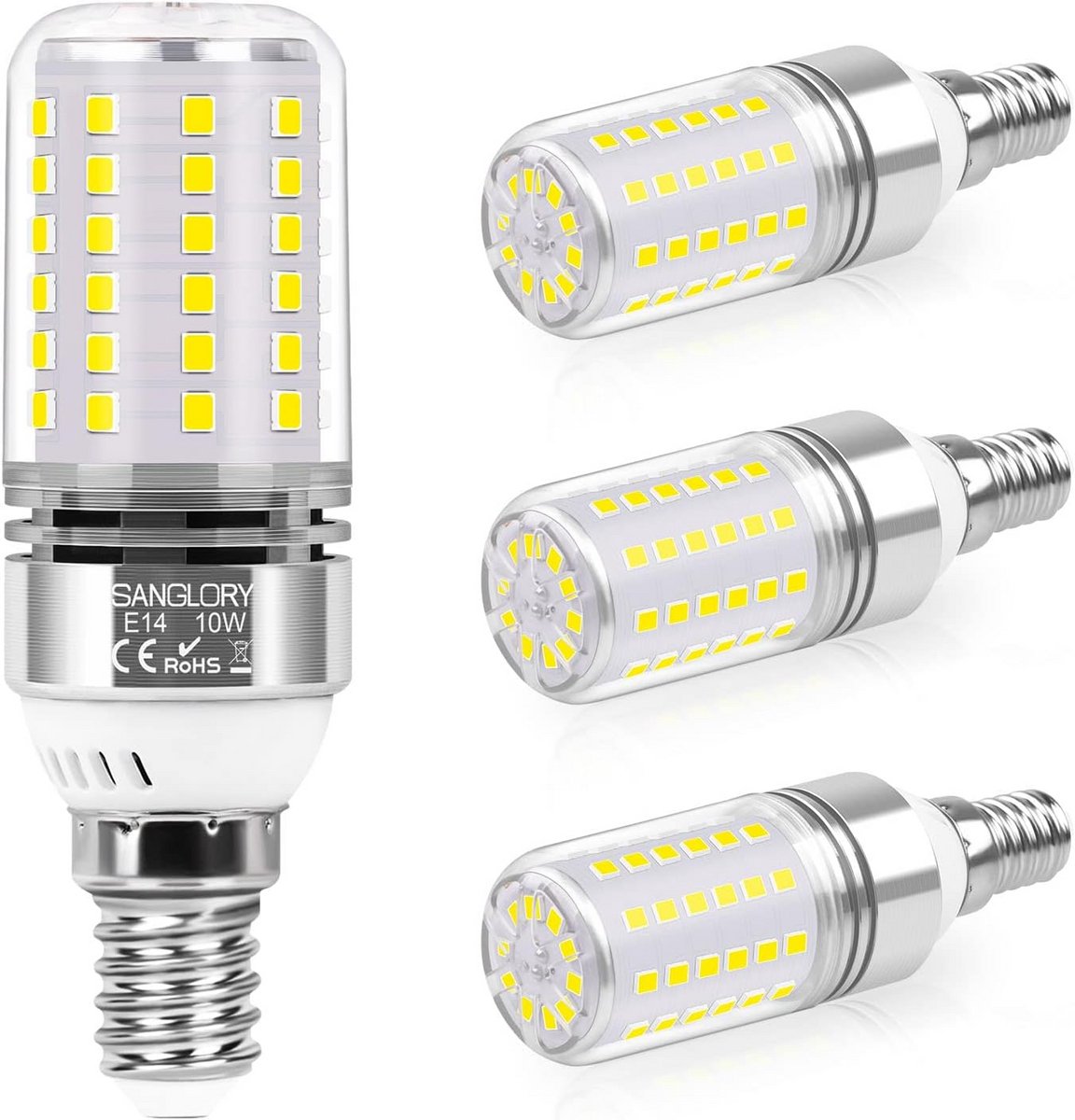 10W E14 LED Lamp Daglicht Wit - Vervangt 90W Gloeilamp, 1050 Lumen - Pack van 4