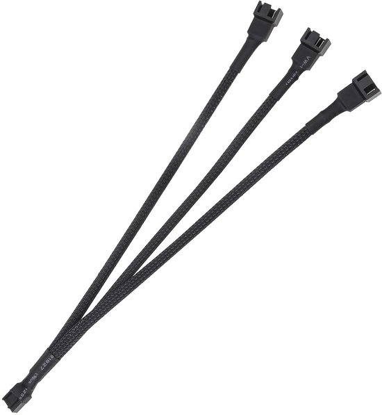 CESFONJER 4 Stuks PWM Fan Splitter – 1-naar-2 Converter, 26 Cm Zwarte Gevlochten Kabel, Voor 4-pins En 3-pins Ventilatoren In PC
