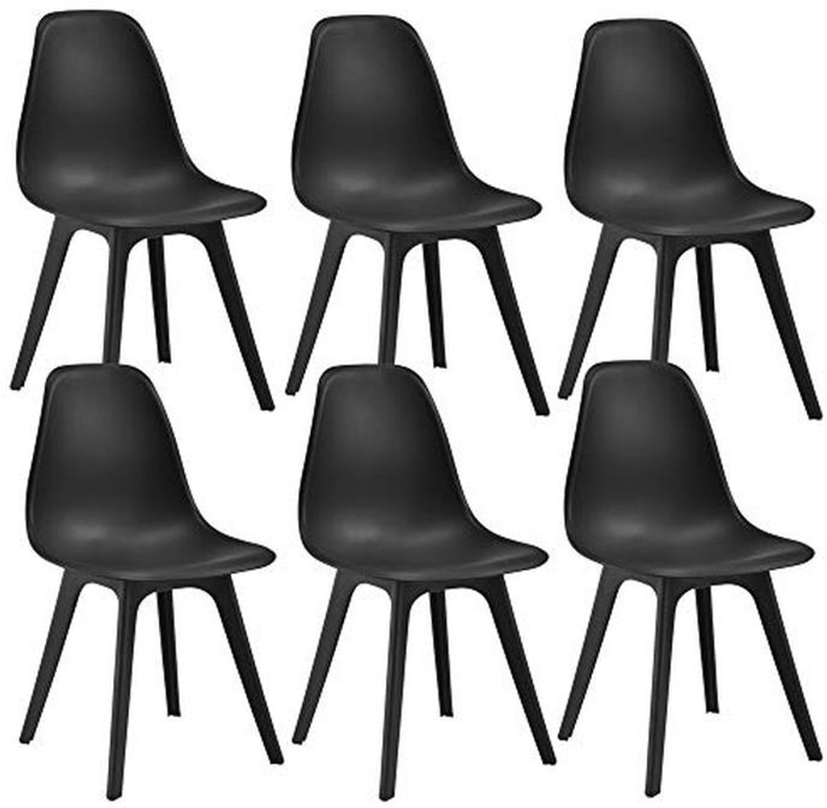 Set van 6 Eetkamerstoelen Kunststof Zwart 83x54x48 cm – Modern Design voor Keuken, Eetkame