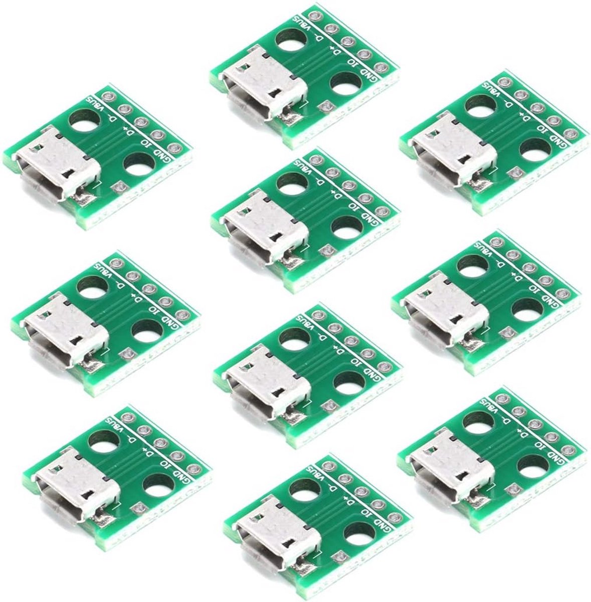 10 stuks MICRO USB naar DIP Vrouwelijke Adapter - 5 Pins PCB Connector