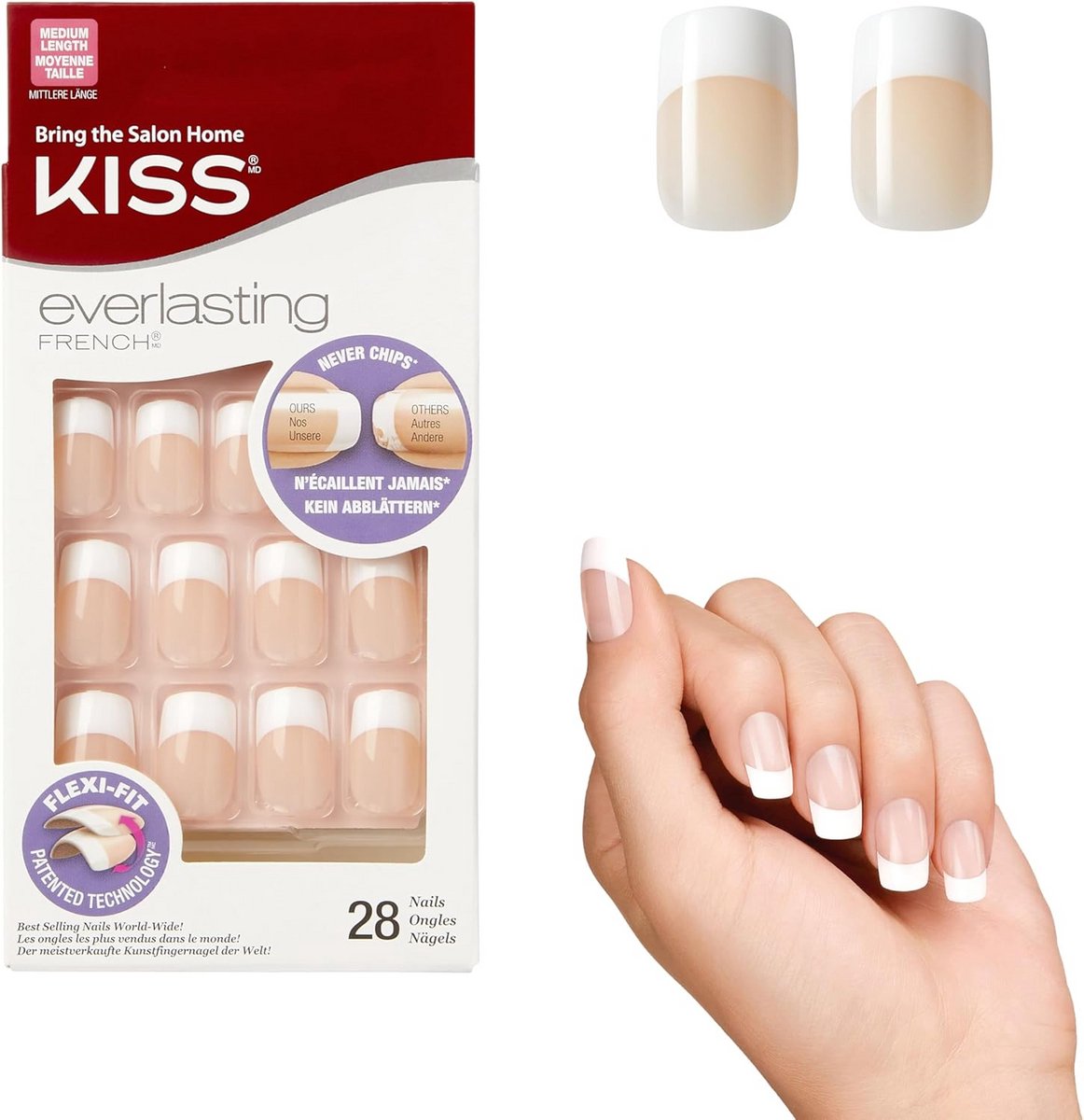 Franse Nagels Set - 28 Stuks, Nagellijm, Minivijl en Manicure Stick