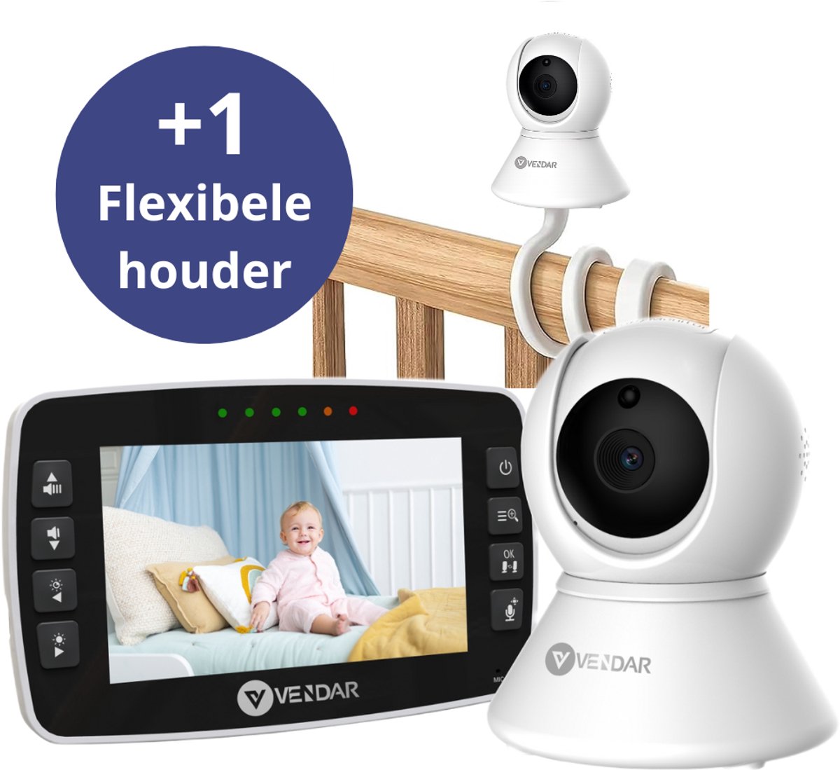 Vendar® Babyfoon PRO met Camera en Nachtzicht 4.3 Inch