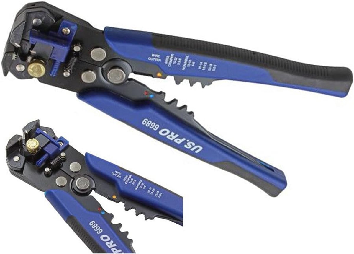 3 in 1 Automatische Draadstripper en Krimp Tang, Zelfstellend met Instelbare Strip Lengte