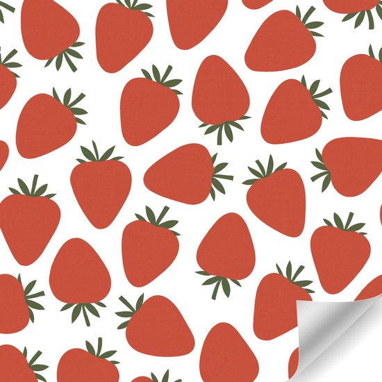 Papierrol Cadeaupapier - Aardbei Print – 50 cm x 150 m – Wit Cadeaupapier met Rode Aardbeien – Duurzaam & Recyclebaar Inpakpapier – Voor Cadeaus, Winkels & Feestdagen