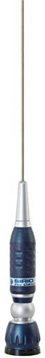 Sirio Antenne Turbo 2000 Blue Line, CB-voertuigantenne, frequentie 27-28,5 MHz, maximaal vermogen 1000 watt (CW) korte tijd, roestvrijstalen pen, kantelbaar 90°, hoogte 1,45 m, kabel 4 m inbegrepen