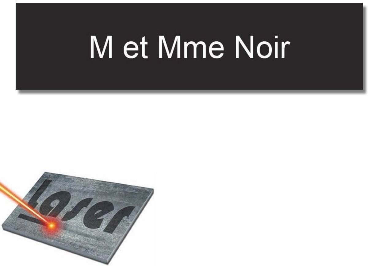 Gegraveerd naamplaatje voor brievenbus - Gepersonaliseerd, zwart, 10 x 2,5 cm