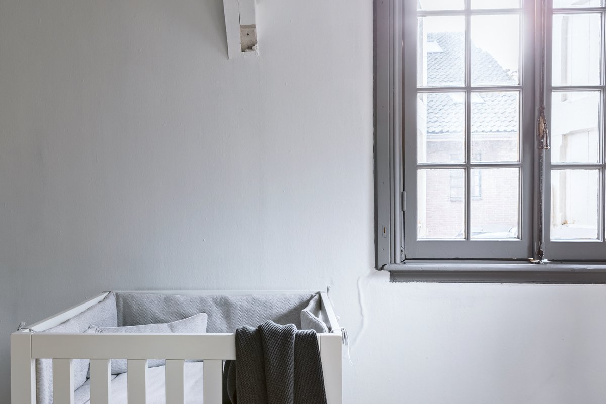 Poetree Kids Box/bedomrander Chevron Light Grey Melange