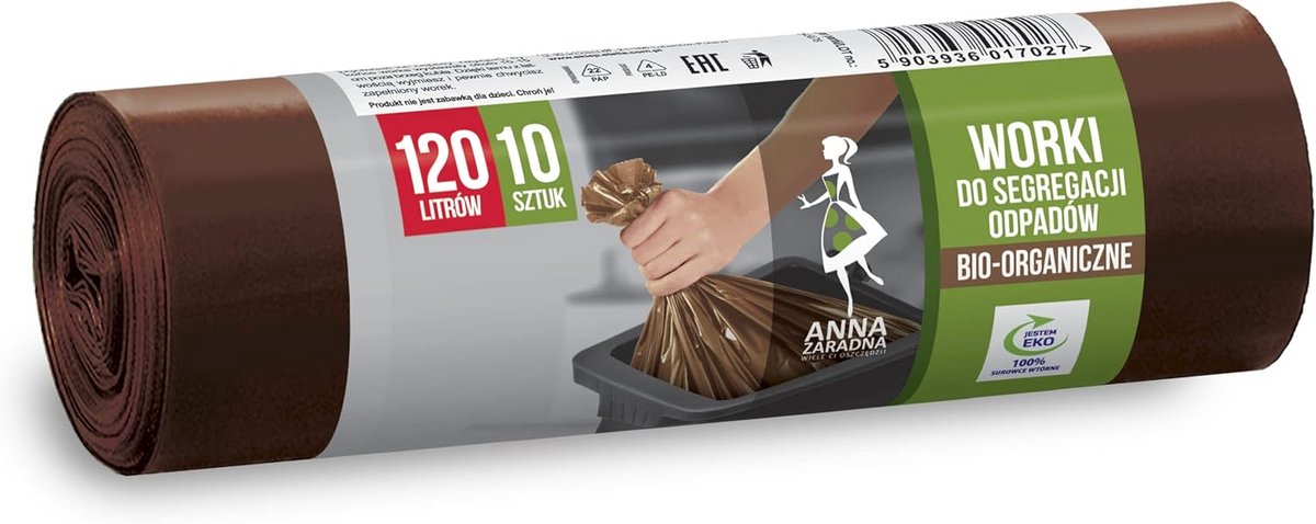 Afvalscheiders zakken BIO afvalzakken 120L | 10 stuks | scheurvast vuilniszakken voor huishoudelijk gebruik