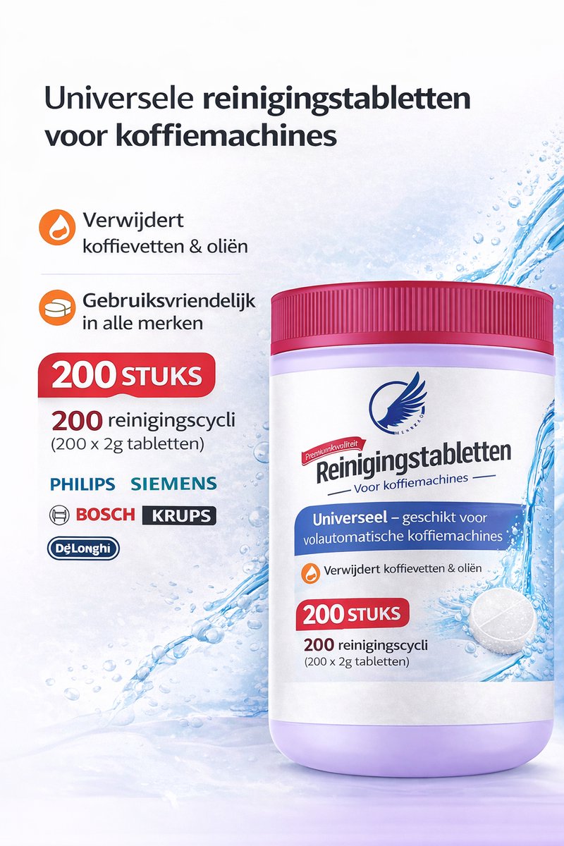Reinigings tabletten koffiemachine - 200 stuks 2 gram - Universeel - Voor Jura - Siemens - Philips - Bosch - Krups - Delonghi — afbeelding 3