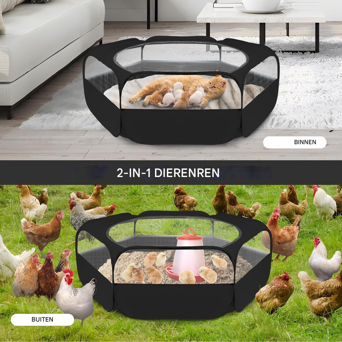 Gsedaox- Konijnenren - Opvouwbaar - Knaagdieren - Dierenren 120 cm-Kooi Voor Binnen & Buiten thumbnail 5