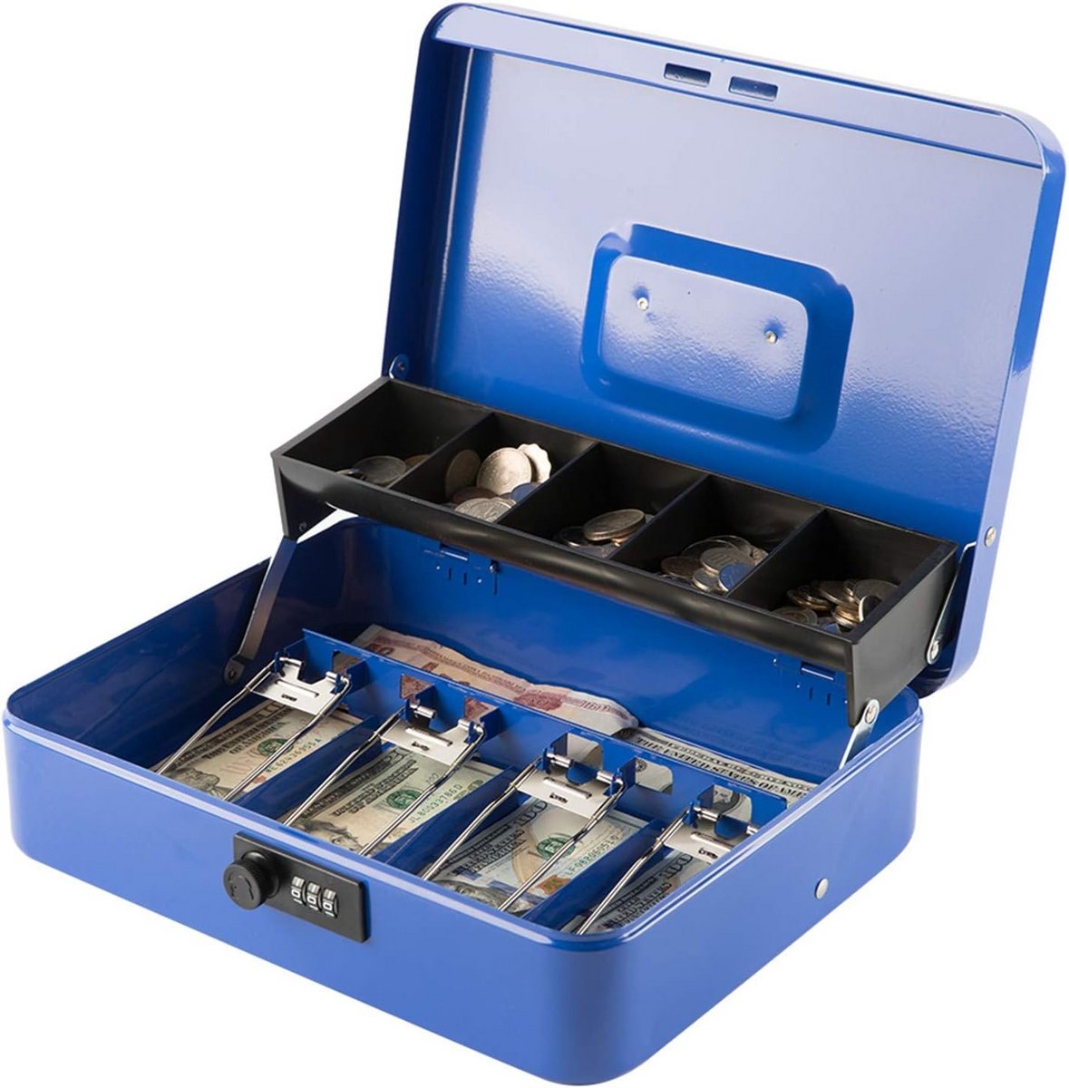 Grote Cash Box met Combinatieslot en Cash Tray - XL Lock Safe Box voor Geld en Waardevolle Spullen
