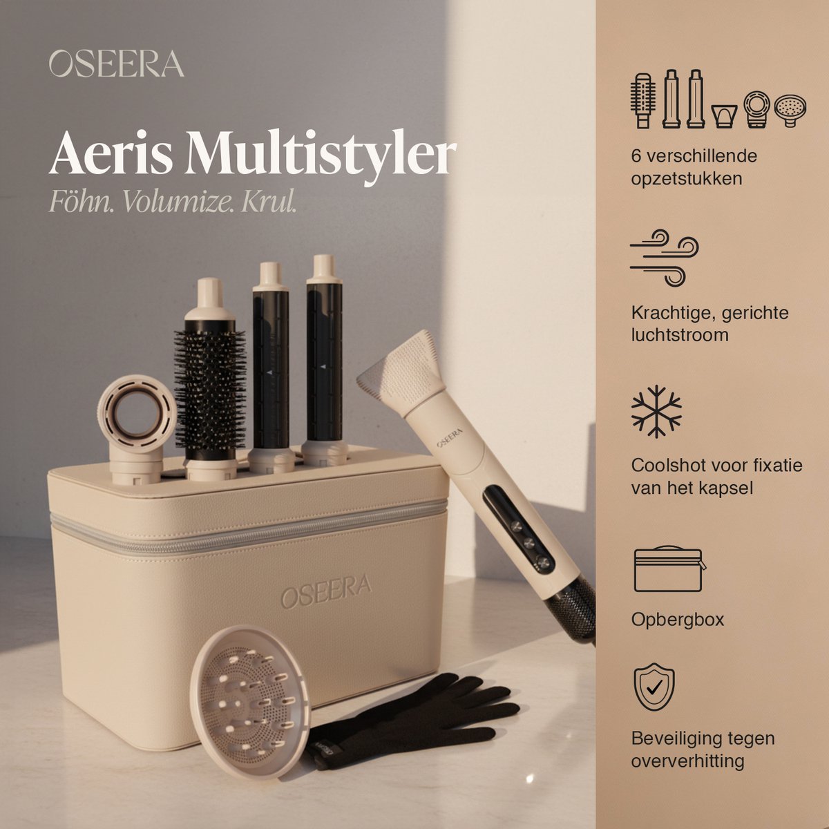 OSEERA Aeris Multistyler + Diffuser - Krultang 6-in-1 - afbeelding 3