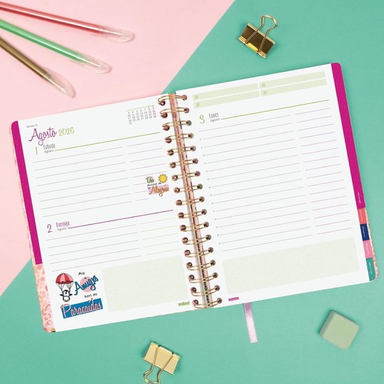 Finocam Agenda 2026 – Weekoverzicht Verticaal, Januari T/m December, Hardcover, Spaans, Met Leeslint En Tabbladen
