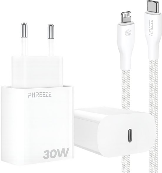 Phreeze 30W USB-C Power Delivery Snellader + Kabel 1m iPhone