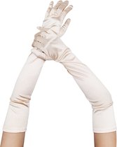 JOYOLA Semi-transparante lange operatiehandschoenen van tule voor dames, bruiloft, transparant, ellebooglengte, feest