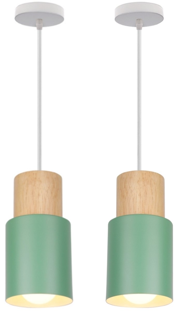 2 Stuks Hanglamp Slaapkamer Hoogte Verstelbaar Kroonluchter Moderne Plafondlamp E27 Groen
