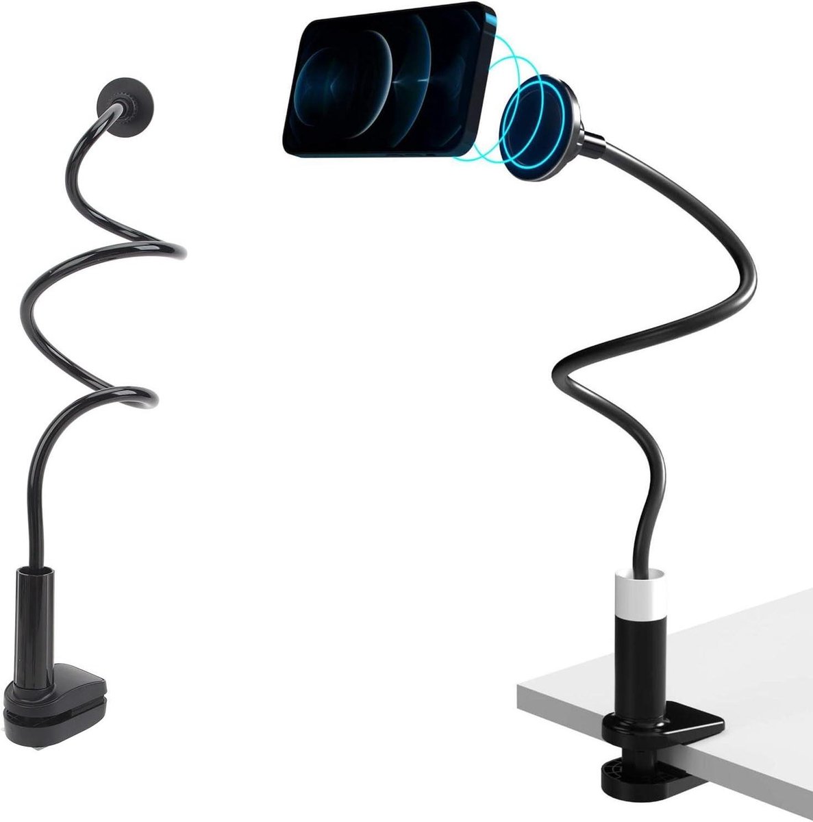 EGoods - Flexibele lange arm telefoonhouder voor bureau met magnetische metalen desktop standaard - 360 graden flexibel - geschikt voor IOS 15 14 13 12