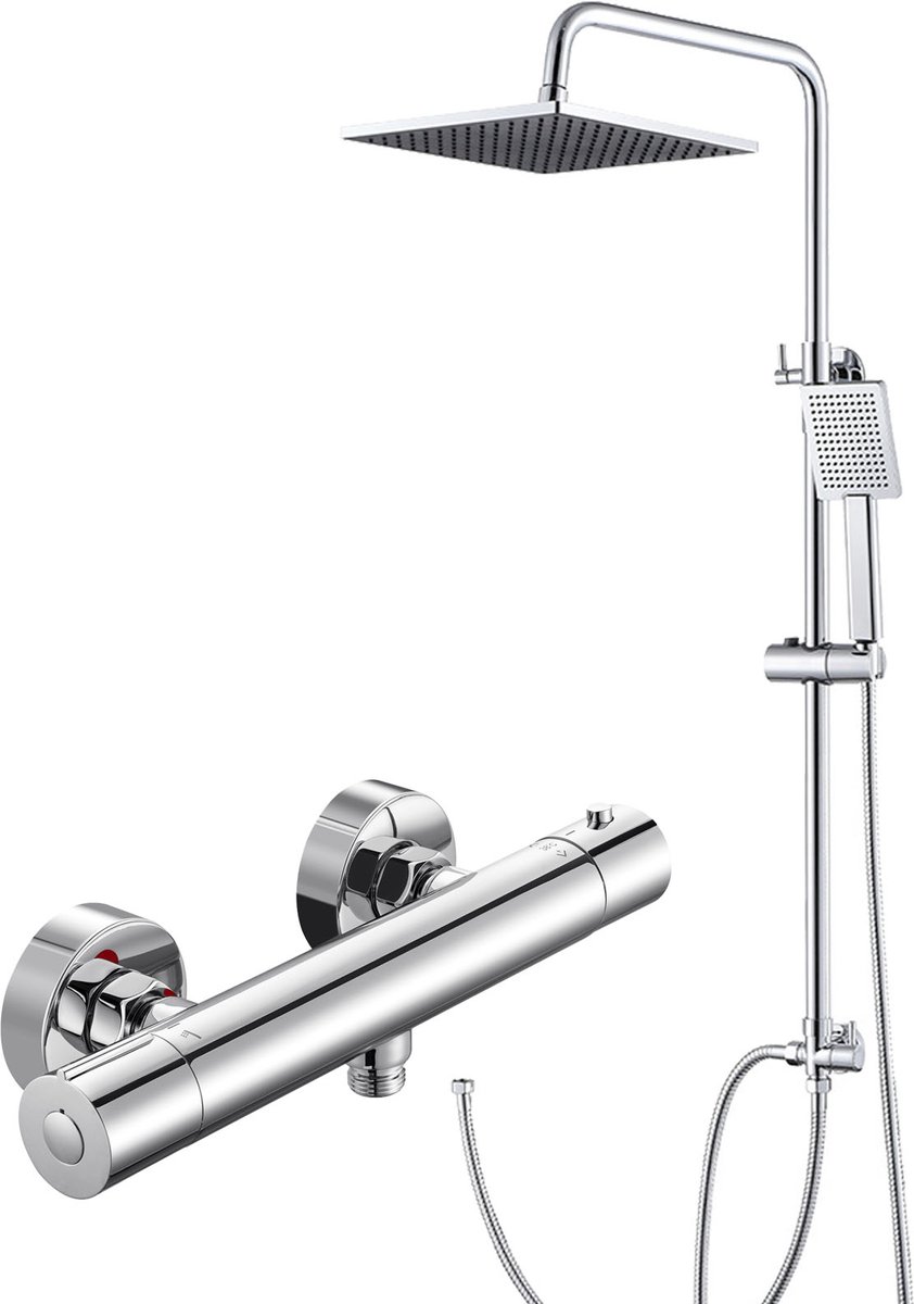Sofetiy MAX Regendouche met Thermostaatkraan - Doucheset - Inclusief 38°C thermostaatkraan - 10 inch Douchekop - Wandmontage - Waterbesparend - Douchesysteem - Chroom