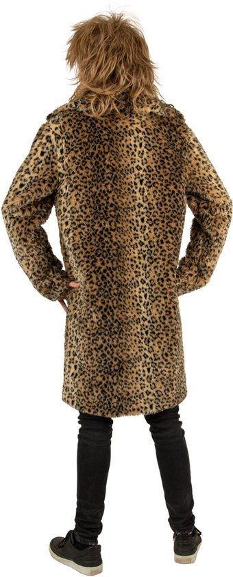 YuanDiann Dames lange luipaard kunstbont mantel herfst winter casual mode warm revers elegante bontjas parka luipaardpatroon imitatiebont jas, Meerkleurig, XXL